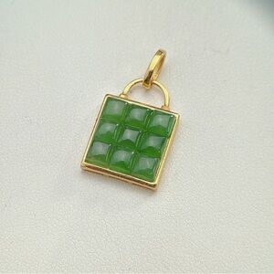 SGP10 S925 Stamped Jade Chocolate Bar Pendant
